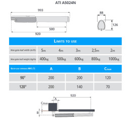 CAME MONOJET524 24V motor for swing gates (Kit M)